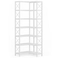 thumbnail image 1 of GVN Storage Shelves, Bookshelf Stand,7-Tier Corner Bookshelf Corner Bookcase Storage Display Rack,White, 1 of 2