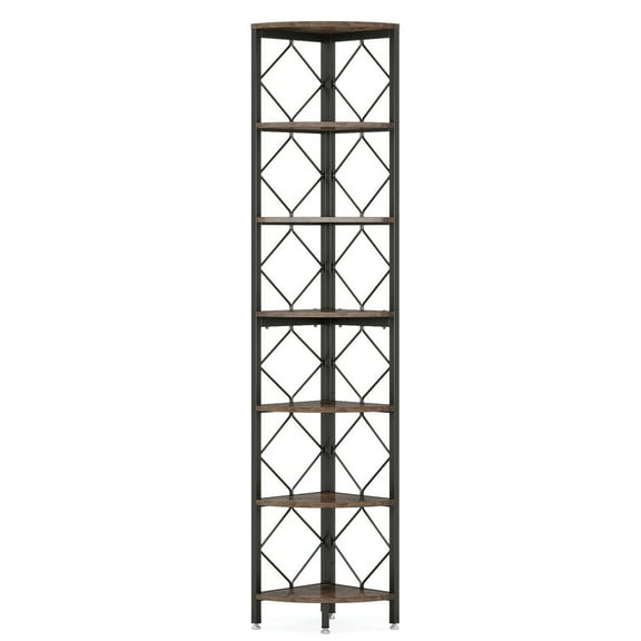 GVN Storage Shelves, Bookshelf Stand,7-Tier Corner Shelf, 78.7" Corner Bookcase Slim Corner Storage Rack