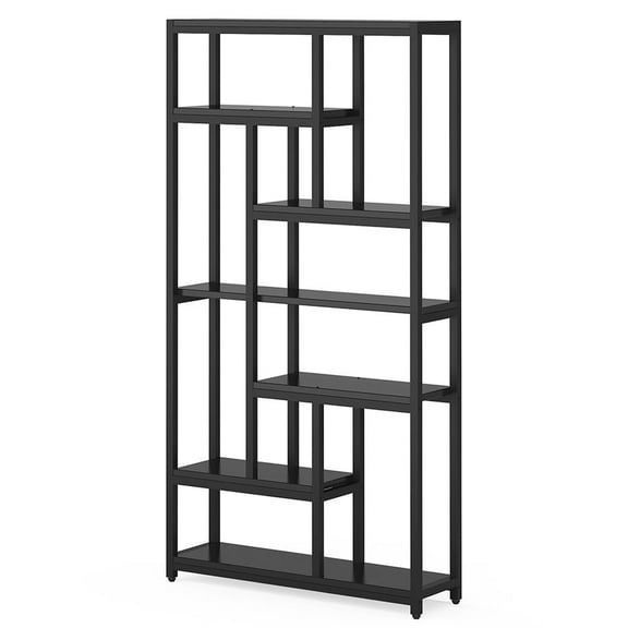 GVN Storage Shelves, Bookshelf Stand,79" Tall Bookshelf, 7-Tier Bookcase Open Display Shelves,Black