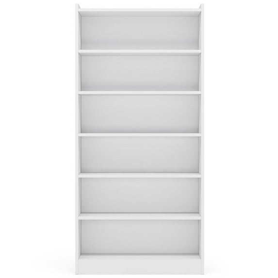 GVN Storage Shelves, Bookshelf Stand,Wood Bookcase, 72" Tall Bookshelf with 6-Tier Open Storage Shelves,White(6-Tier)