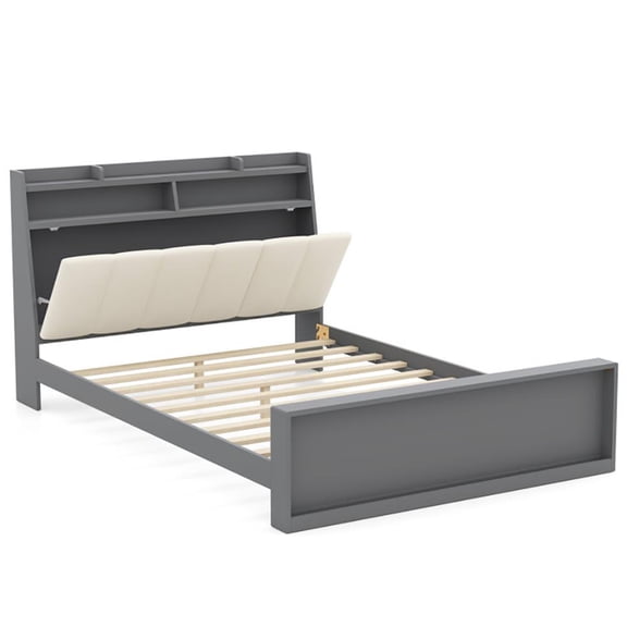 GVN Sturdy Bed Frame, Bedroom Platform Bed Frame,Full Size Bed Frame with Storage Modern Platform Bed with Headboard-Full Size