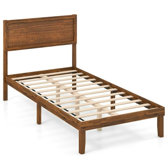 GVN Sturdy Bed Frame, Bedroom Platform Bed Frame,Twin/Full/Queen Size Bed Frame with Headboard and Wooden Slats Support-Twin Size