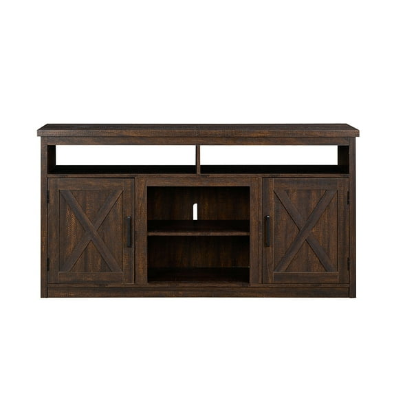 GVN TV Stand, Entertainment Center,Farmhouse Barn door TV Media Stand Modern Entertainment Console for TV Up to 65",Espresso