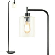 GVN Tall Floor Lamp, Modern Floor Standing Lamp, Modern Floor Lamp with Hanging Glass Lampshade and Foot Switch-Black