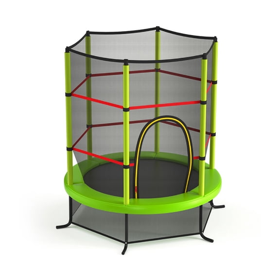 GVN Trampoline, Outdoor Recreational Trampolines,55 Inch Kids Recreational Trampoline Bouncing Jumping Mat with Enclosure Net-Green