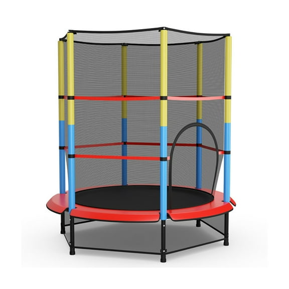 GVN Trampoline, Outdoor Recreational Trampolines,55 Inches Kids Trampoline Recreational Bounce Jumper with Safety Enclosure Net