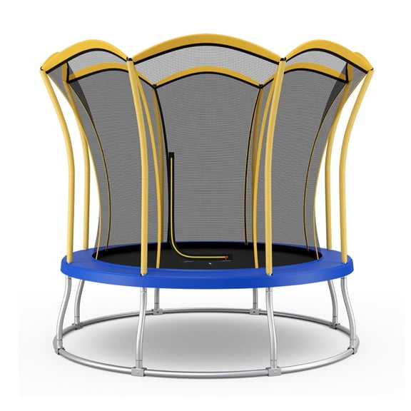 GVN Trampoline, Outdoor Recreational Trampolines,8 Feet Outdoor Unique Flower Shape Trampoline with Enclosure Net-Orange