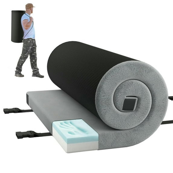 GVN Ultralight Sleeping Mat, Compact Camping Air Mattress,Foldable Camping Mattress with High density foam Cushion and Anti-slip Bottom-Gray