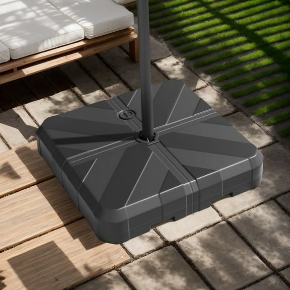 GVN Umbrella Base, Patio Umbrella Base, Weighted Offset Umbrella Base with Cross Bracket and Cut-out Handles