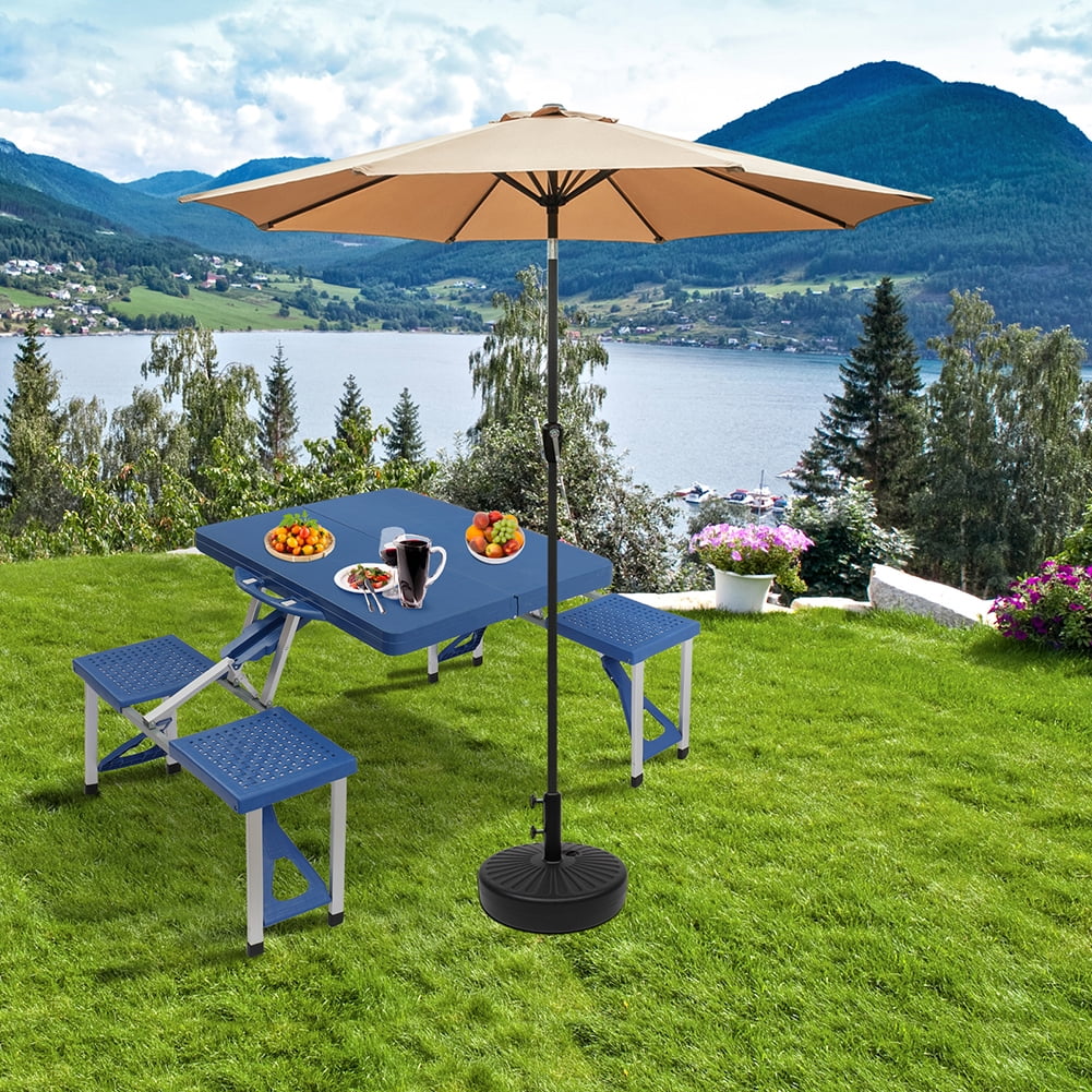 GVN Umbrella Stand Outdoor Base, 20" Round Plastic Water Injection Base Parasol Base GVN Umbrella Stand Outdoor Base, 20" Round Plastic Water Injection Base Parasol Base