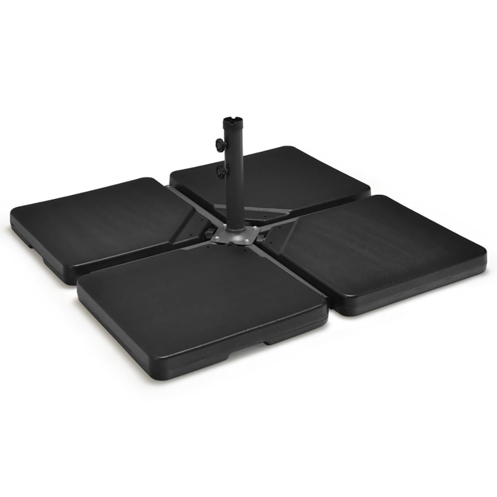 GVN Umbrella Stand Outdoor Base, 4 Pieces 13L Cantilever Offset Patio Umbrella Base with Easy-Fill Spouts, Black GVN Umbrella Stand Outdoor Base, 4 Pieces 13L Cantilever Offset Patio Umbrella Base with Easy-Fill Spouts, Black