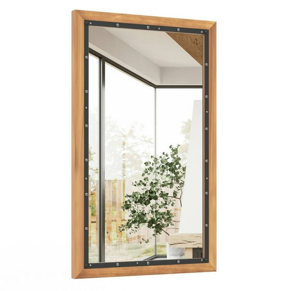 GVN Wall Mirrors,22 x 36 Inch Rectangular Frame Decor Wall Mounted Mirror with Back Board-Natural