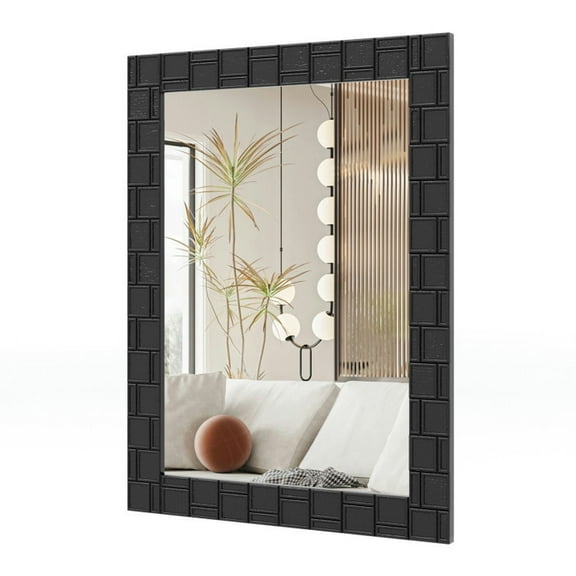 GVN Wall Mirrors,Wood Framed Wall Mirror Rectangle Vanity Mirror for Living Room Entryway-Black