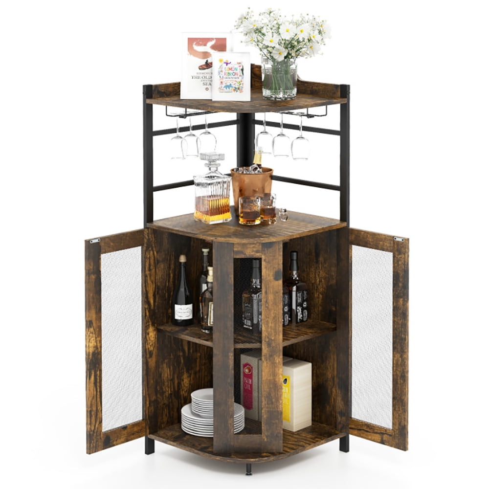 GVN Wine Bar Cabinet,Coffee Bar Cabinet,Industrial Corner Bar Cabinet ...