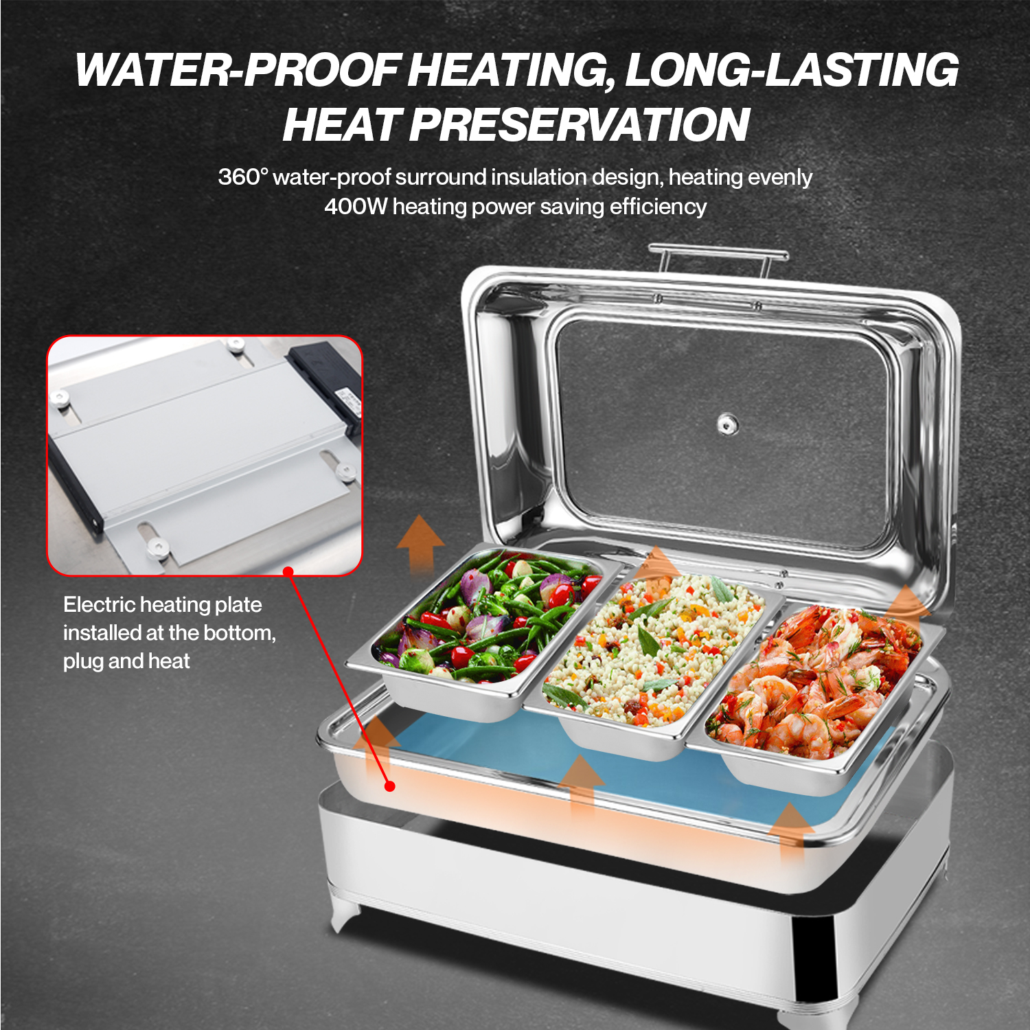 GVODE Electric Food Warmers for Parties Buffets Stainless Steel