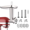thumbnail image 1 of GVODE Metal Meat Grinder Attachment for KitchenAid Stand Mixers, Food Grinder Part with 3 Sausage Stuffer Tubes, 4 Grinding Plates & 2 Blades, Silver, 1 of 9
