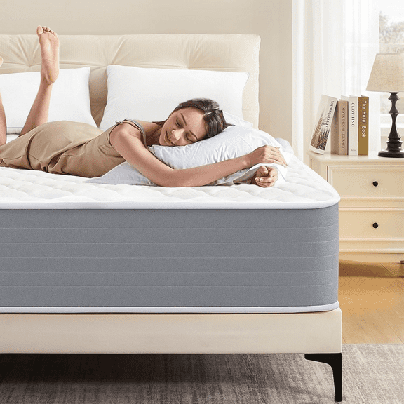 GVQ 10-Inch Queen Size Memory Foam and Pocket Spring Hybrid Mattress in a Box, Plush Firmness