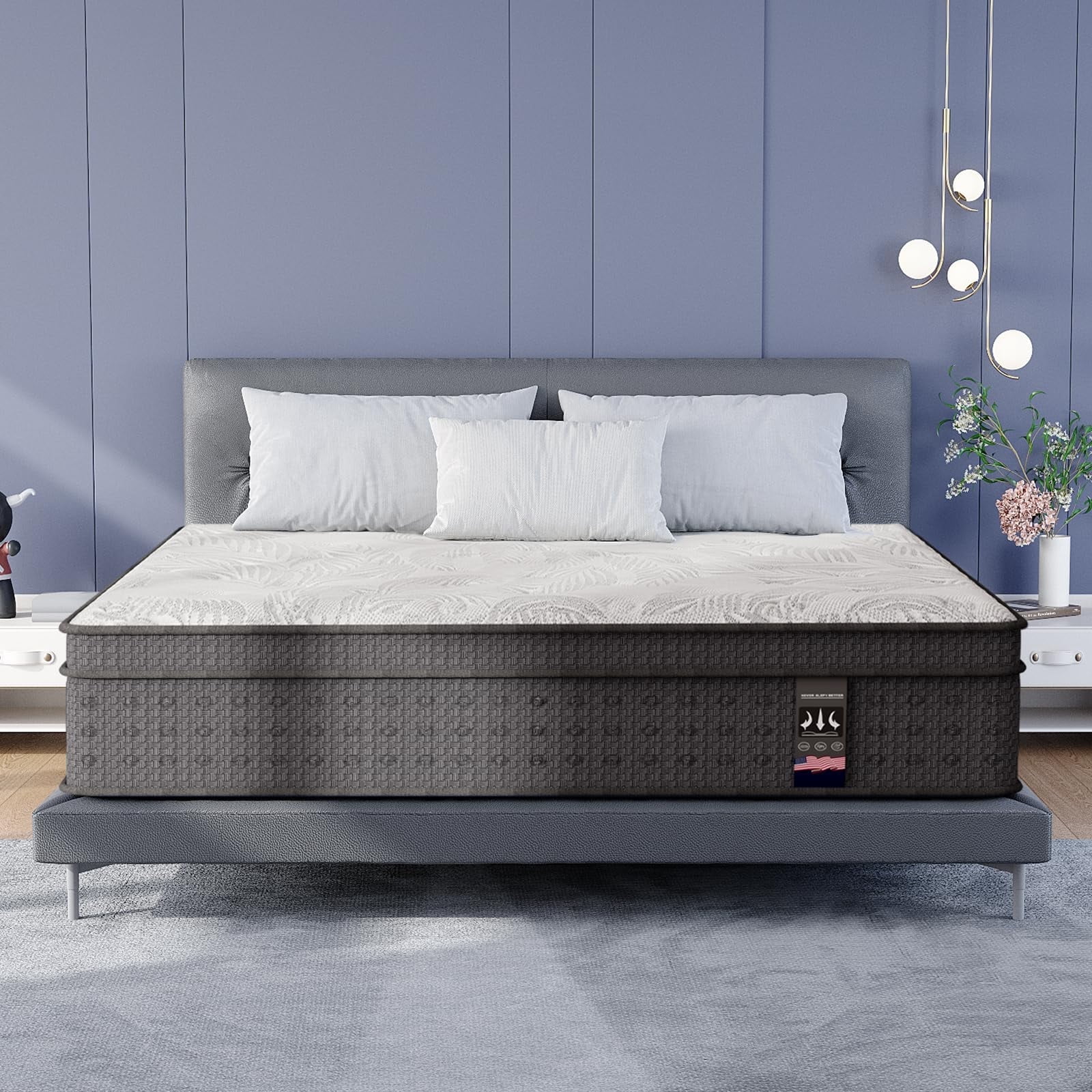 JYYA88BB 14-inch Full Hybrid Mattress, Memory Foam & Pocket Springs, Medium Firm