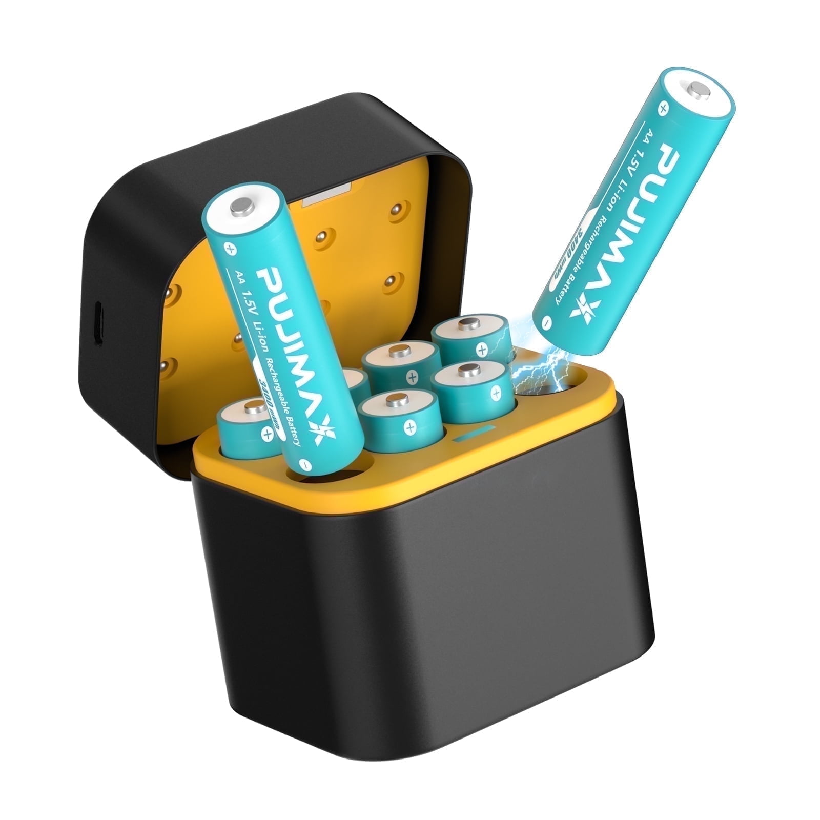 GVQ 8-Pack AA Rechargeable Batteries with Fast Charger, 3400mWh 1.5V Lithium