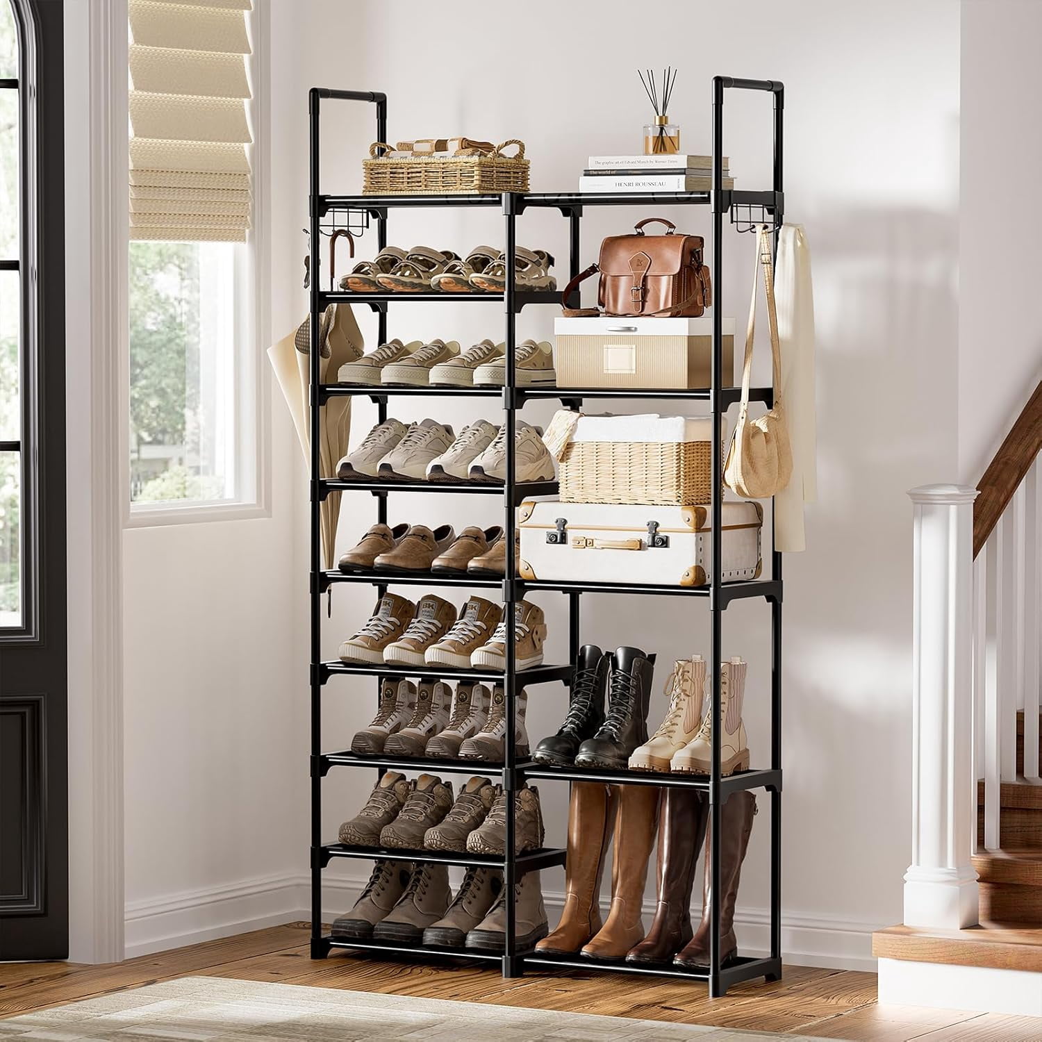 GVUIHNIO 9 Tiers White Shoe Rack for Closet Shoe Rack Storage Organizer