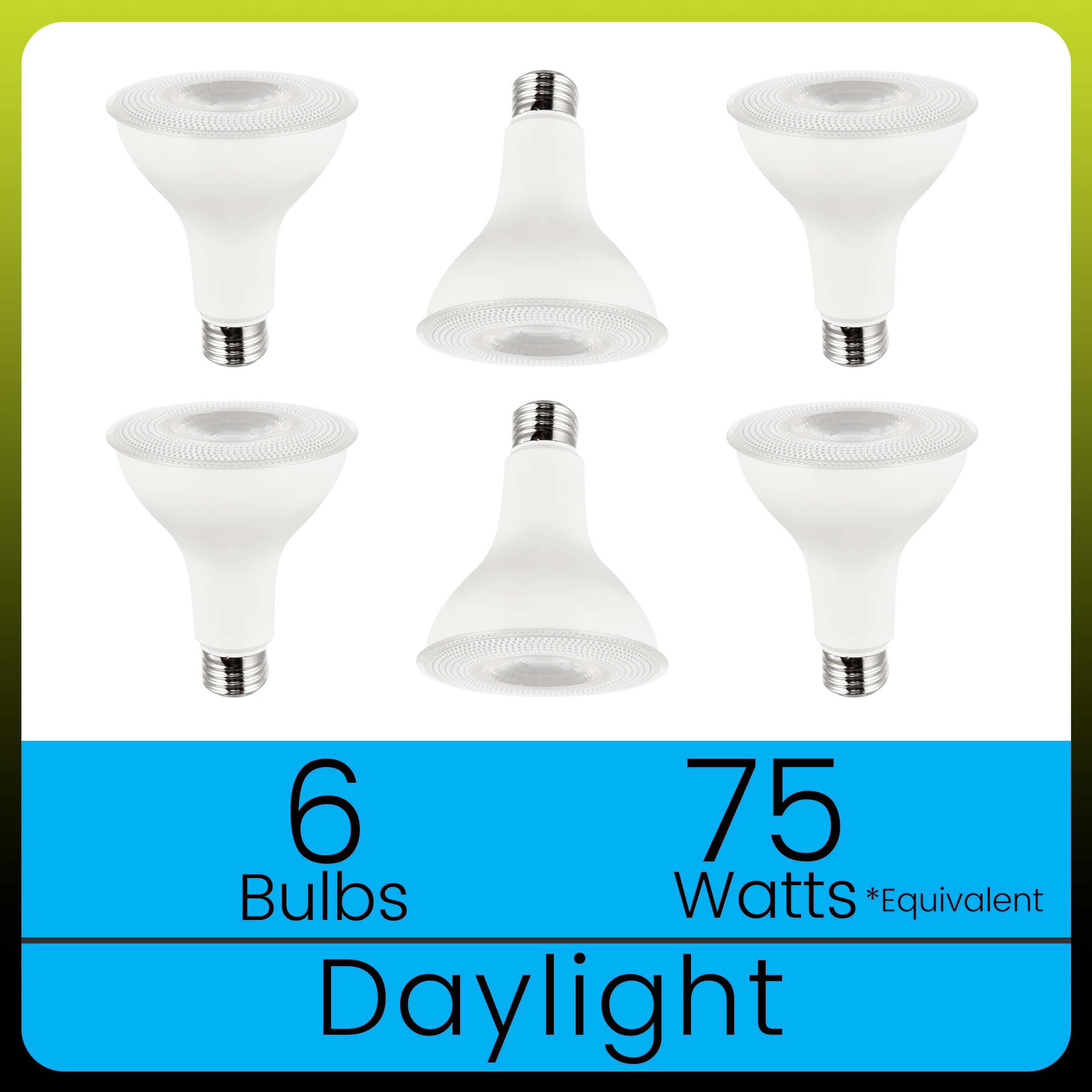 Green Watt PAR30 LED Bulb, 11-Watt (75W Equivalent) 5000K Daylight White, Dimmable, E26 Base (6-Pack)