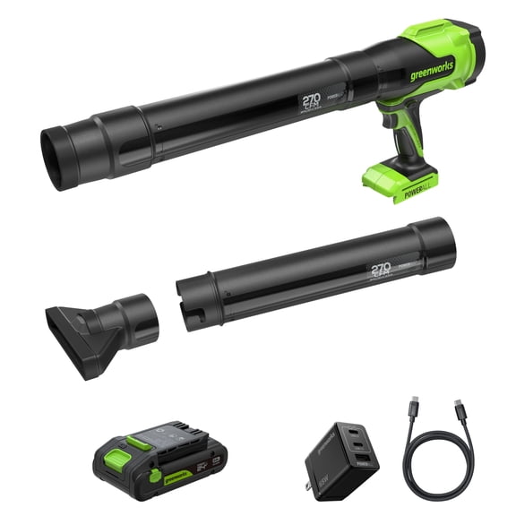 Greenworks 24V 270 CFM Pistol Grip Blower with (1) 3.0 Ah Battery and Charger BL1032HA1