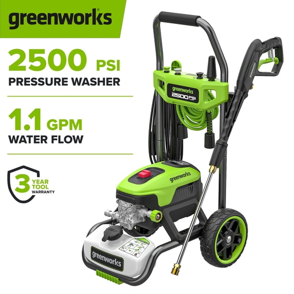 Greenworks 2500 PSI Pressure Washer, 1.1 GPM Max, AC Power, 4 Nozzles Included