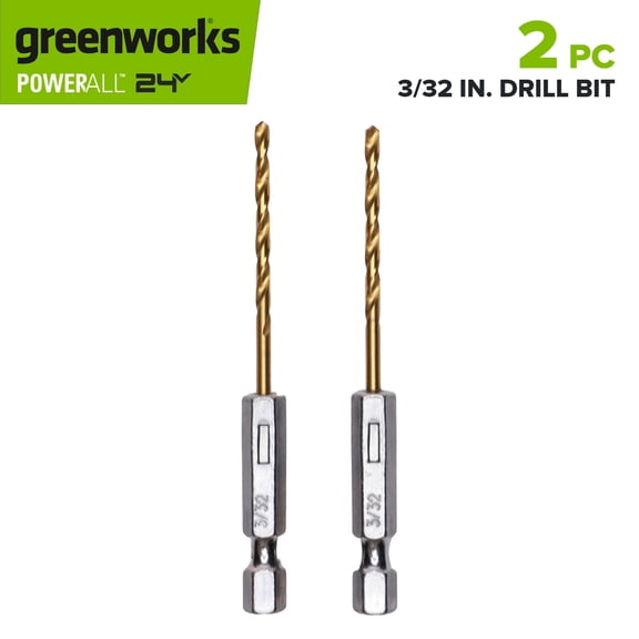Greenworks 2-Piece 3/32" Titanium Drill Bit Set, PA52223A1