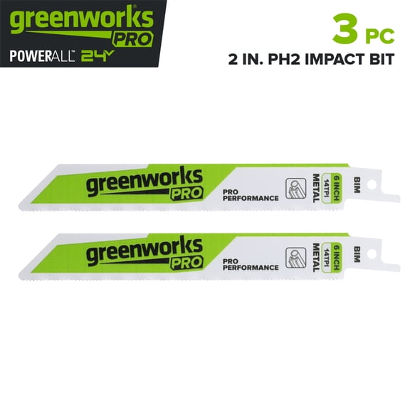 Greenworks Pro 2PC 6" Bi-Metal Reciprocating Saw Blade Set, PA53306A1