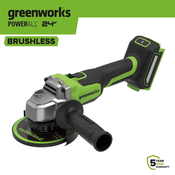 Greenworks24V 4-1/2" Angle Grinder with Handle, Grinding Wheel, and Guards, PowerAll, AG370A3