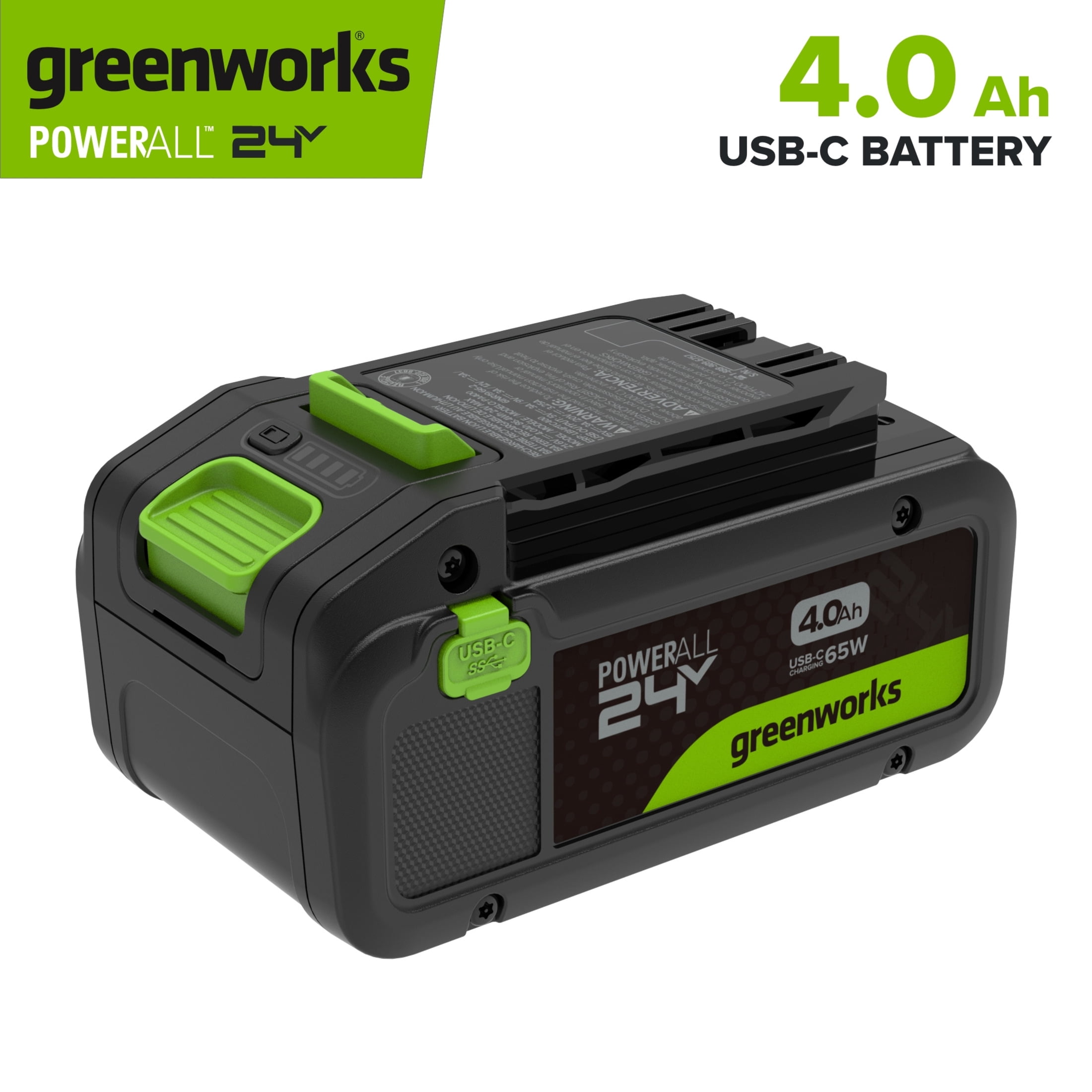 Greenworks PowerAll 24V 4Ah Battery with 65W USB-C Charger, PA400A5