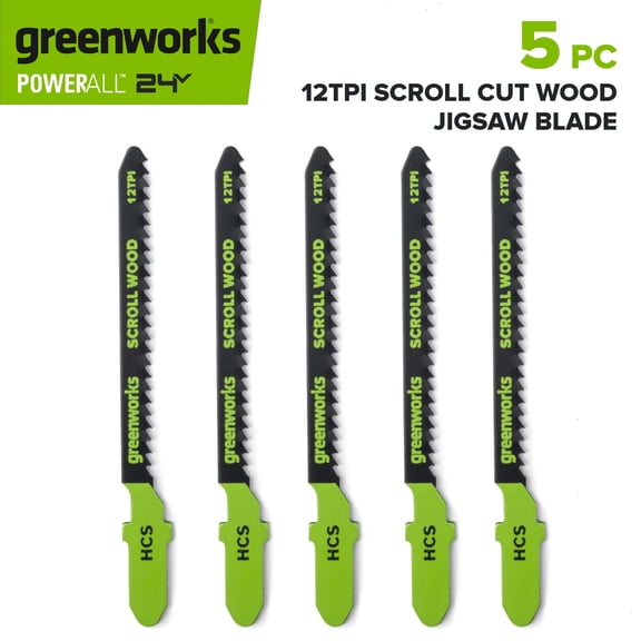 Greenworks 5PC 3" Scroll Cut Wood Cutting Jigsaw Blades, PA53202A1