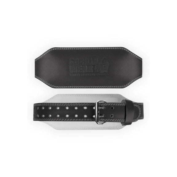 GW 6- Inch Padded Leather Lifting Belt - Black/Black