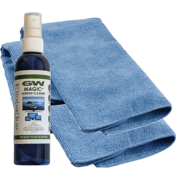 GW Deluxe Magic Screen Cleaner Kit for Smart TV, Phone, Tablet, Laptop with 2 Premium Microfiber Cloths and Large Spray Bottle