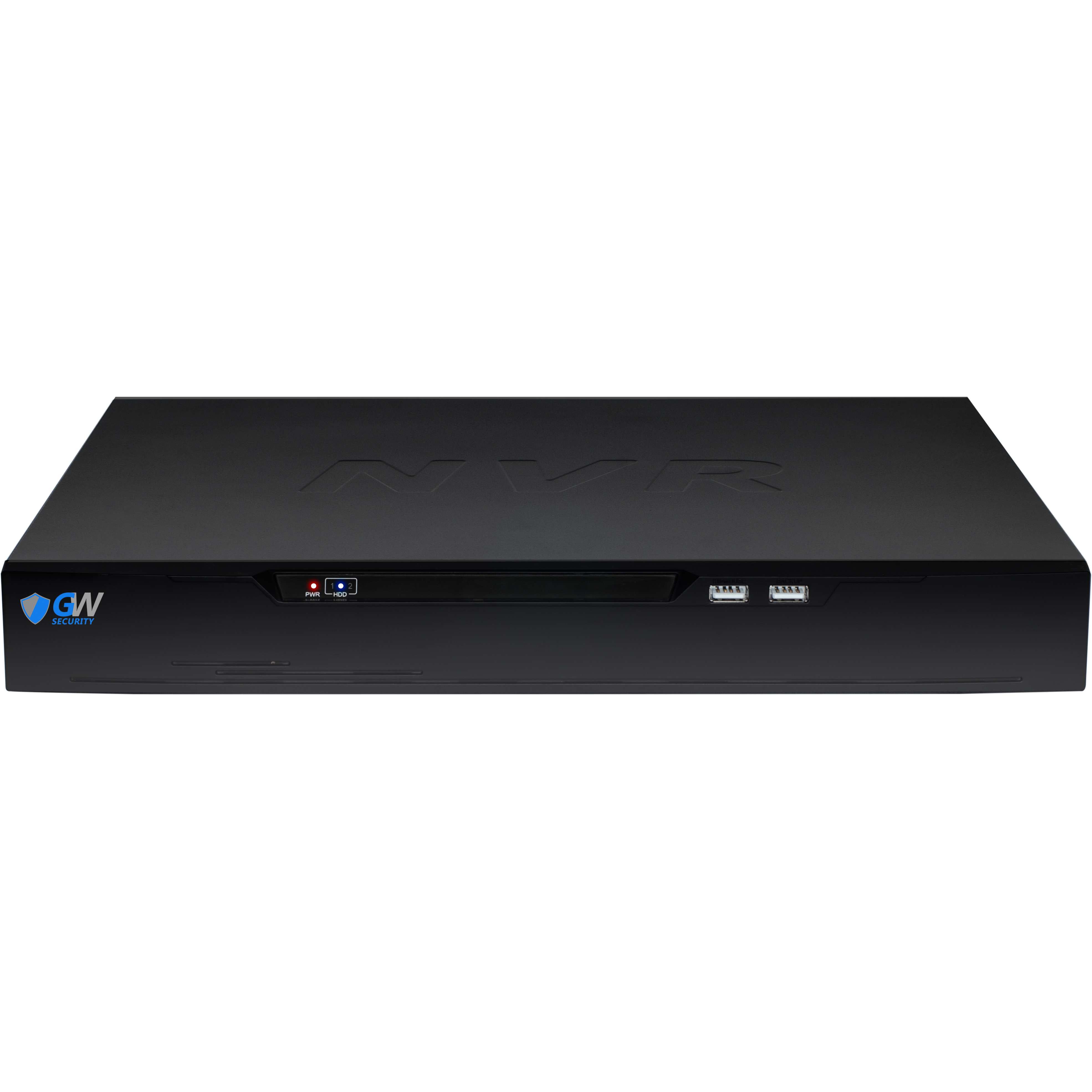 GW Security 16 Channel NVR / Network Video Recorder with 16 ports PoE Switch Built in - Supports Up 16 X 5MP /3MP /2MP 1080P IP Cameras @ 30fps Realtime, Quick QR Code Smartphone Access (No HDD)