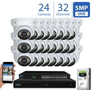 GW Security 32CH 4K H.265 NVR IP Camera Network PoE Surveillance System - 24 HD 5MP 1920P Weatherproof Outdoor / Indoor Dome Security Cameras