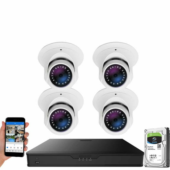 GW Security 8 Channel 8MP (4X 1080P) CCTV DVR Security Camera System with 4 x Ultra HD 4K 2160p AI Human Detection Waterproof Security Cameras,100ft IR Night Vision, 1TB Hard Drive