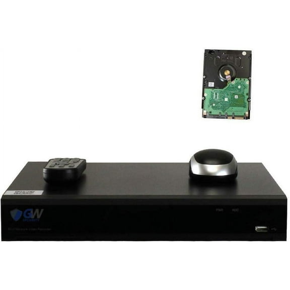 GW Security 8 Channel H.265 4K HDMI NVR/Network Video Recorder, 8CH PoE Ports - Compatible with 8MP / 5MP /4MP 1080P Realtime IP Cameras (Pre-Installed 4TB HDD, 2 x HDD Bay, up to 28TB Total)