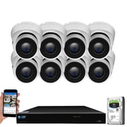 GW Security 8 Channel Smart AI Face Recognition PoE NVR Ultra-HD 4K 3840x2160 Security Camera System with 8 x 4K 8MP 2160P Waterproof Microphone IP Dome Camera