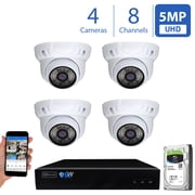 GW Security 8CH 4K NVR 5MP IP Camera Network PoE Surveillance System - 4 HD 1920P Weatherproof Outdoor / Indoor Dome Security Cameras