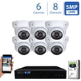 thumbnail image 1 of GW Security 8CH 4K NVR 5MP IP Camera Network PoE Surveillance System - (6) HD 1920P Weatherproof Outdoor / Indoor Dome Security Cameras, 1 of 9