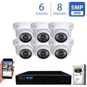 GW Security 8CH 4K NVR 5MP IP Camera Network PoE Surveillance System - 6 HD 1920P Weatherproof Outdoor / Indoor Dome Security Cameras