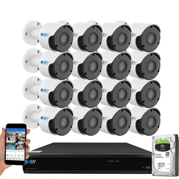 GW Security 8MP Security Camera System Outdoor with AI Face/Human/Vehicle Detection, 16 Channel 4K DVR and 16 x 3840TVL 8MP Microphone Home CCTV Cameras, Smart AI Alert & Playback, 4TB Hard Drive