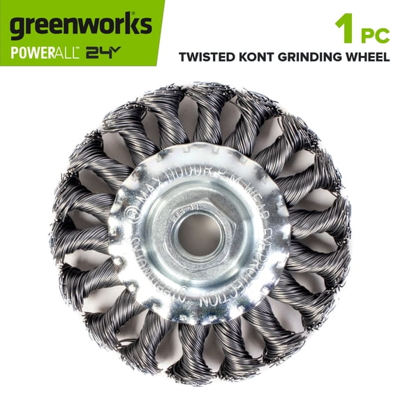 Greenworks 4" Twisted Knot Grinding Wheel, for Use with Angle Grinder, for Aggressive and Deburring Metal Prep