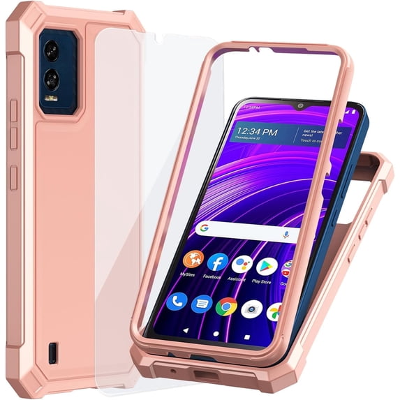 GW USA for BLU View Speed 5G B1550VL Case with Screen Protector,Blu Speed 5G Phone Case Front Back Full Body Protective Soft TPU Bumper Raised Corner Edge Military Grade Shockproof Cover - Rose Gold