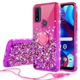 thumbnail image 1 of GW USA Case for Moto G Pure / Moto G Power 2022 Case Ring Kickstand Liquid Quicksand Glitter Cute Phone Case Clear Bling Diamond Shock Protective Cover for Girls Women - Hot Pink/Purple, 1 of 6