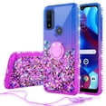 thumbnail image 1 of GW USA Case for Motorola Moto G Play 2023/Moto G Pure/Moto G Power 2022Case Ring Kickstand Liquid Quicksand Glitter Cute Phone Case Clear Cover for Girls Women - Purple/Blue, 1 of 5