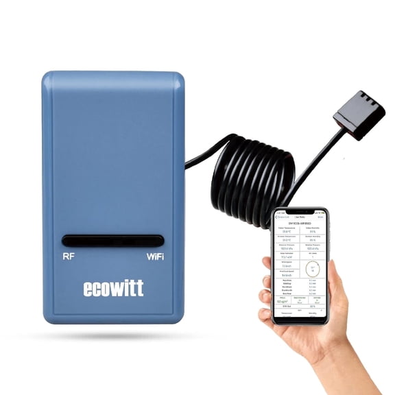 Ecowitt GW1100 Wi-Fi Weather Station Gateway with Temperature, Humidity and Barometric Pressure Sensor