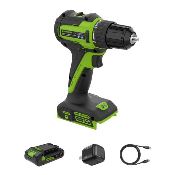 Greenworks 24V Brushless 3/8" Drill Driver with USB-C Battery, PowerAll