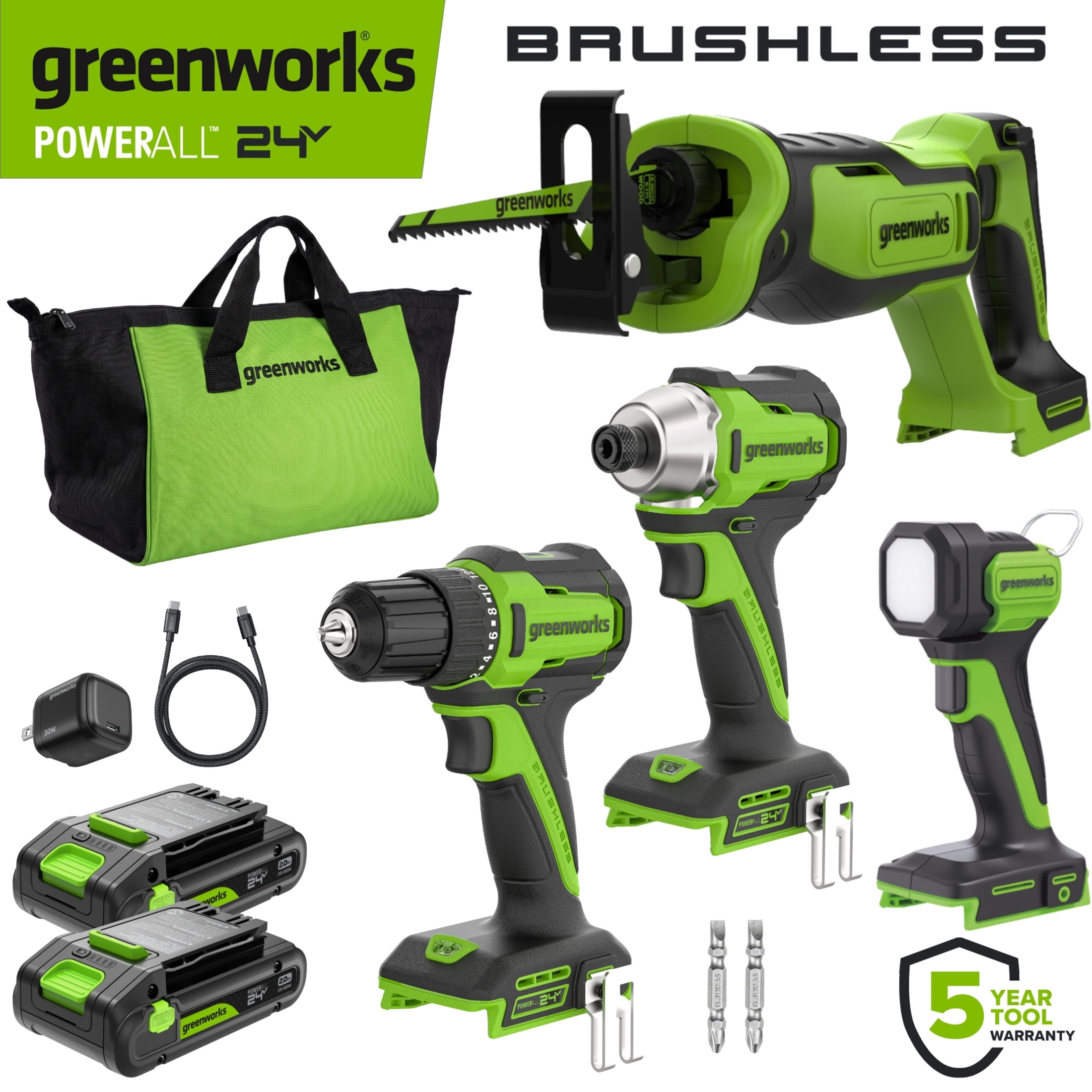 Greenworks PowerAll 24V Brushless 280 inlbs DrillDriver an
